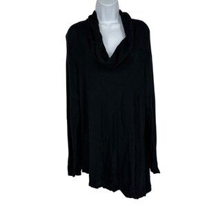 J. Jill Womens Black Cowl Neck Long Sleeve Asymmetrical Hem Sweater Top XL